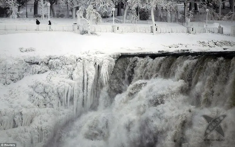 Обледеневший Ниагарский водопад