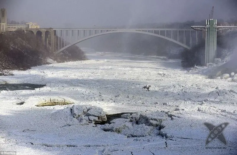 Обледеневший Ниагарский водопад